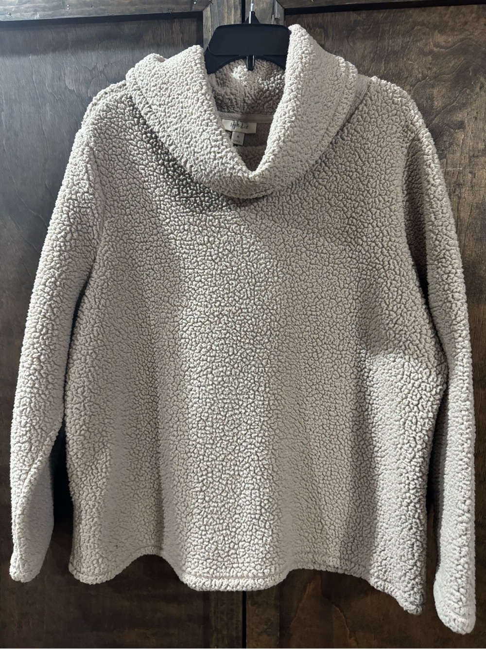 Style & Co. Cream Sherpa Cowl Neck Pullover